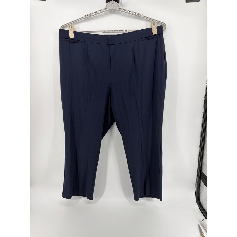 Catherines Women 28W Navy Blue Dress Pants RightFit Curvy Straight Leg High Rise